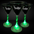 5 Day 8 Oz. Green LED Imprintable Martini Glass w/ Spiral Stem